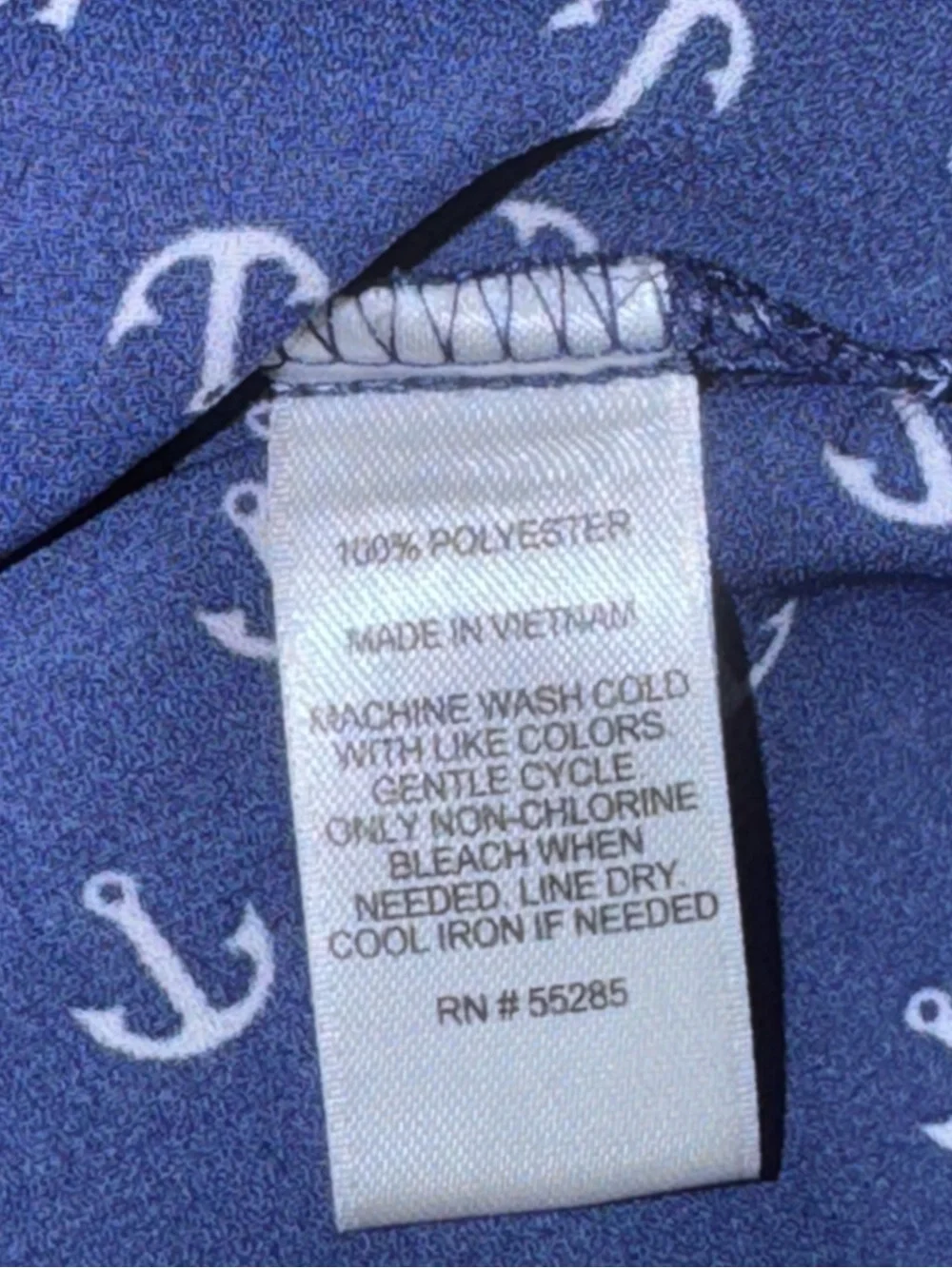 Express Portofino Navy Anchor Print Button Front Blouse Sheer Nautical Small - Picture 9 of 10